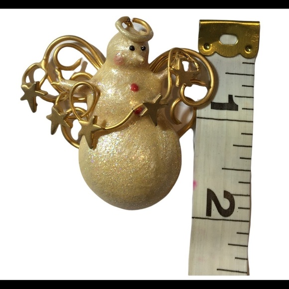 Vintage Christmas Snowman Angel with Halo pearl white and gold color - Picture 7 of 8
